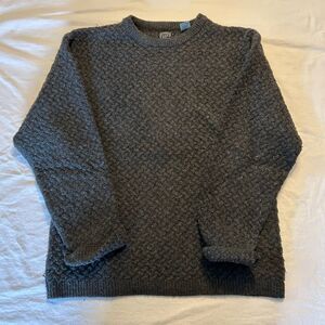 Vintage Gray Gap Crew Neck Herringbone Knit Sweater XL